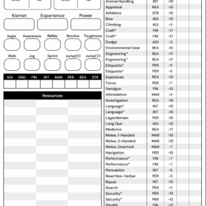 Spectrum Basic Character Sheet