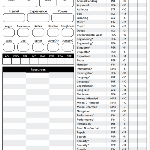 Spectrum basic character sheet Spectrum Basic Character Sheet